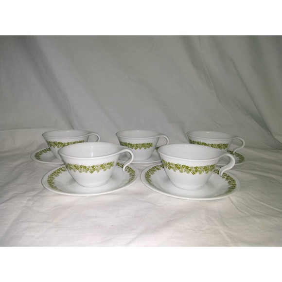 Corelle by corning hook handled spring blossom teacup and saucers (set of 5) - Picture 2 of 5